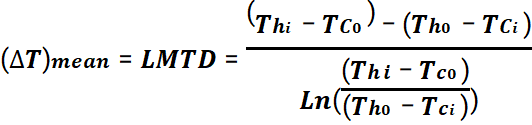 فرمول محاسبه ختلاف دمای متوسط لگاریتمی