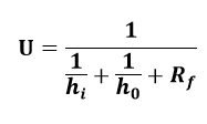 The value of the overall heat transfer coefficient