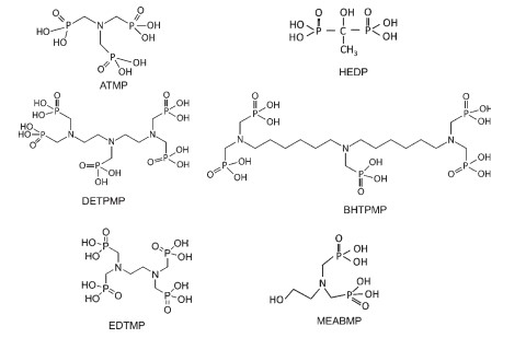 ساختارهای شیمیایی آنتی اسکالانت های فسفونات
