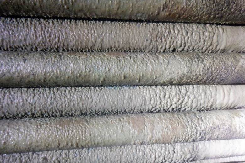 Before chemical washing of thermal desalination water