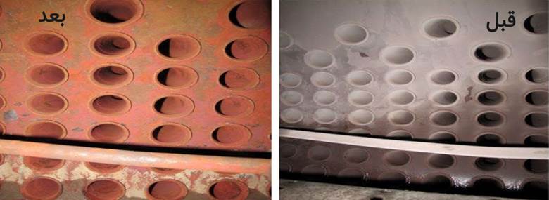 قبل و بعد از شستشوی بویلرهای پالایشگاه گاز فجرجم 